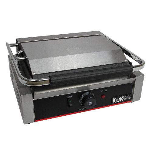 KuKoo Grooved / Flat Panini Press Ribbed Contact Grill Toaster Sandwich Maker Commercial Catering Machine