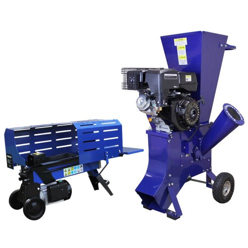 Log Splitter 5T Electric & 15HP Wood Chipper Petrol Timber Cutter Hydraulic 3L 2000W Motor Axe 2 Blades Duoblade Garden Shredding Mulcher 4-Stroke 420cc| 370mm Max Log Length