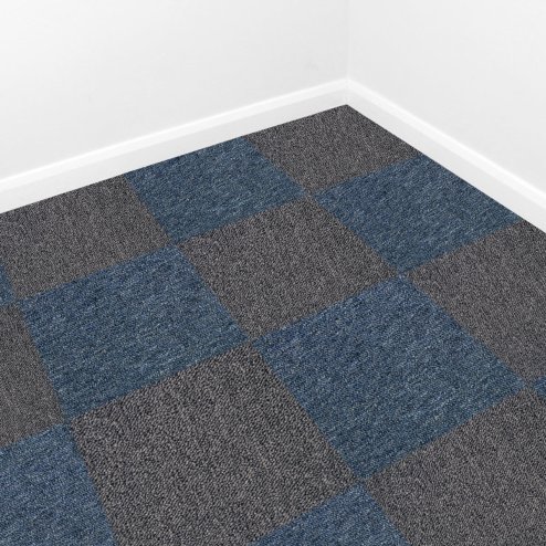 Carpet Tiles 40 x Charcoal Black & Storm Blue 10 Metres Squared Heavy-Duty Commercial Hard-Wearing Domestic Flooring Premium Office Home 50cm x 50cm MonsterShop
