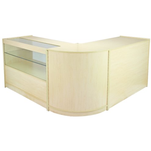 MonsterShop Draco Shop Counter Cabinets & Retail Display Glass Showcase Set, Maple, Melamine MDF