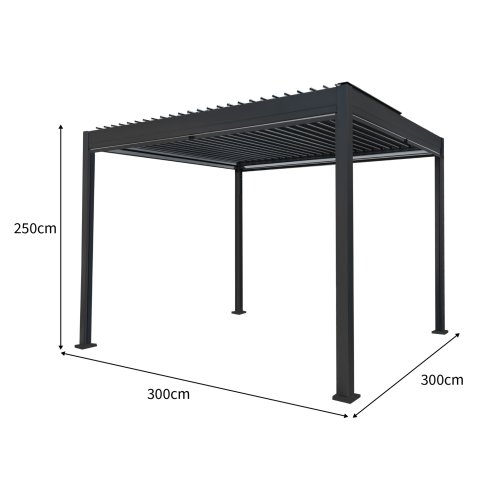 Anthracite Aluminium Pergola With White Blinds - 3m x 3m