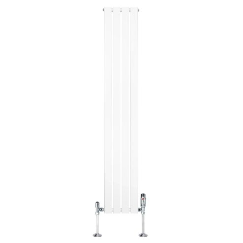 Flat Single Column Radiator & Valves - 1800mm x 280mm - White