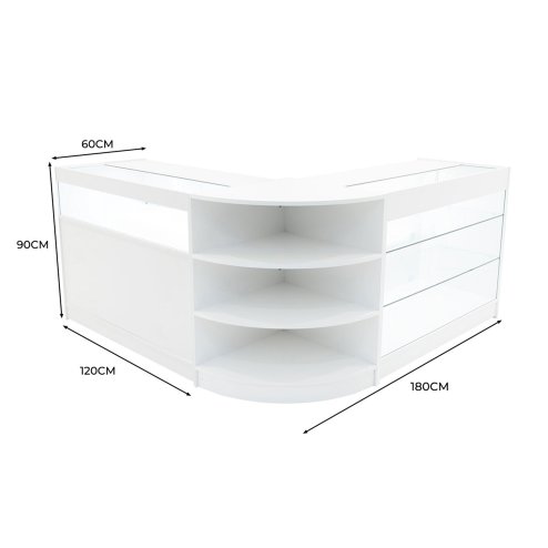 Demeter LED Shop Counter Set K1200, B1200 & LM60 - White