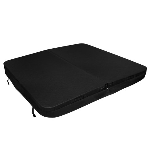 Hot Tub Cover Spa Lid 210cm x 210cm Square Black Hard Top Weatherproof PVC Leather Foam 25KG/m3 Density Galvanized C-Channel UV Mildew Flame Resistant