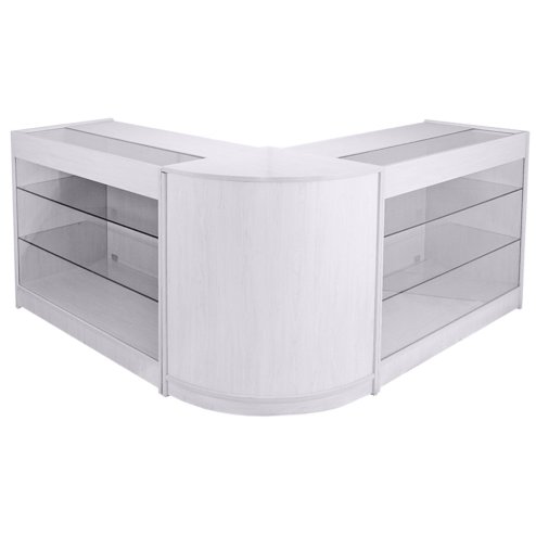 MonsterShop Capricorn Shop Counter Cabinets & Retail Display Glass Showcase Set, Brilliant White Melamine MDF