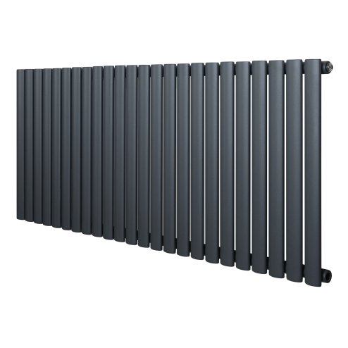 Oval Single Column Radiator - 600 x 1440mm - Anthracite Grey