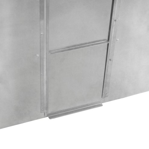 Coal Storage Bunker 250kg 390L Galvanised Steel Raised Metal Base Strengthening Bar Baffle Plate Waterproof Rust & Rodent Proof Wood Fire Sliding Door Hinged Lid Handle FREE Coal Shovel