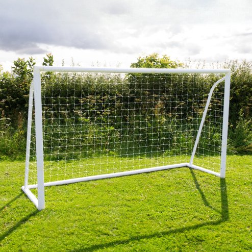 Football Goal Net 12 x 6ft All Weather PVC Goalpost 30ply Knotted Netting 24 Clips Portable Training Practice Indoor Outdoor Quick Slot & Click Assembly 5 Hole Target Sheet Bungee Straps & Carry Bag