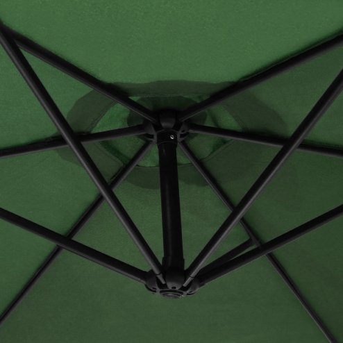3m Cantilever Garden Parasol Banana Hanging Umbrella Winding Crank Shade Patio Outdoor Sun Shade Tilt UV Protection | Green Fan Base