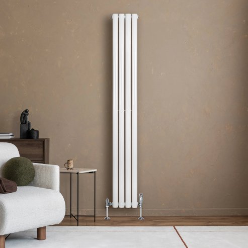 Oval Single Column Radiator - 1800 x 240mm - White