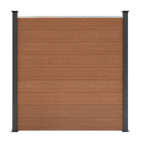 Composite Fence Panels, Angled Piece & LED Posts 6ft x 37ft - Brown