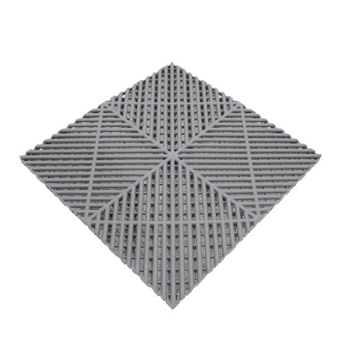 Vented Modular Interlocking Flooring Tiles & Edges 120 x Grey Single Garage Heavy Duty Floor Mat Showroom Workshop Outdoor Polypropylene Anti Slip Weather Resistant Drainage Channels 3.2m x 6m 19.2m2