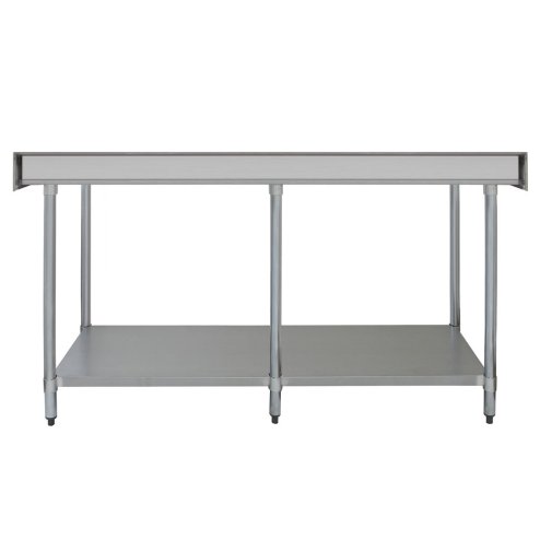 7FT Kitchen Work Bench Catering Table Commercial Stainless Steel Food Prep Surface Restaurant Storage Shelf 250kg Weight Capacity Adjustable Height 10cm Backsplash Upstand 2 x FREE Microfibre Cloths