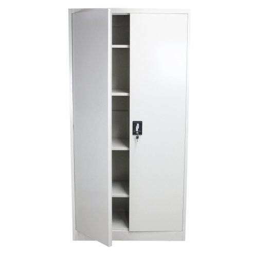 Metal Office 2 Doors Filing Cabinet Flatpack Document File Compartments Lockable Storage Cupboard Unit 180cm