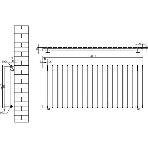 Flat Single Column Radiator - 600 x 1400mm - Anthracite Grey