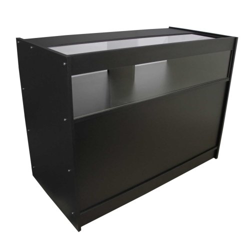 Retail 1/4 Glass Shelf Counter Shop Showcase Display Cabinet Shelves Unit Black B1200