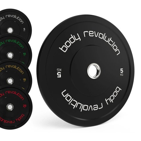 Body Revolution Olympic Bumper Plates Black 100kg SET 2x5kg 2x10kg 2x15kg 2x20kg