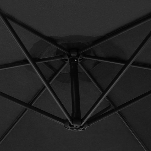 3m Cantilever Garden Parasol Banana Hanging Umbrella Winding Crank Shade Patio Outdoor Sun Shade Tilt UV Protection | Black Fan Base