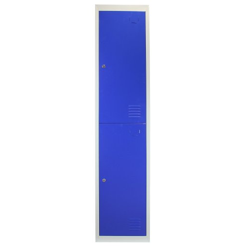 MonsterShop 3 x Blue 2 Door Metal Storage Lockers, Red & Grey Steel Lockable Unit, Staff Gym School Changing Room