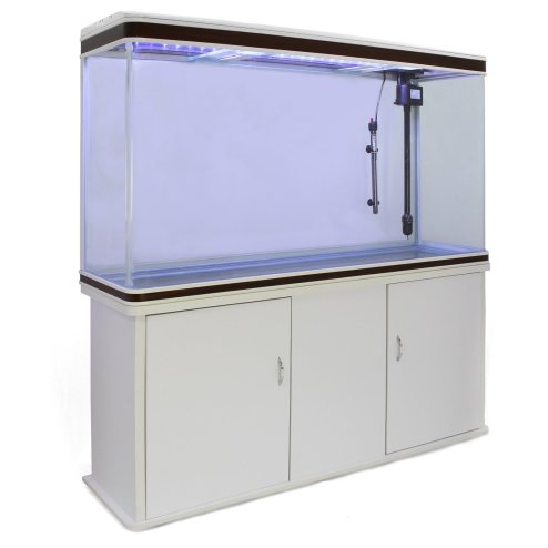 MonsterShop Fish Tank Aquarium, Filter, Heater & Stand, 4ft, 300L, White, 120.5cm x 143.5cm x 39cm