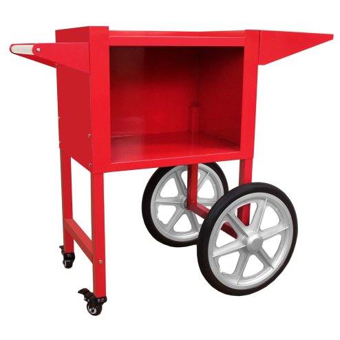 Popcorn Machine Maker Cart Professional Concession Catering Trolley Retro Red Stainless Steel Built In Handle 4 Wheels 2 Parking Brakes Easy Mobility Large Hidden Storage Detachable Shelf