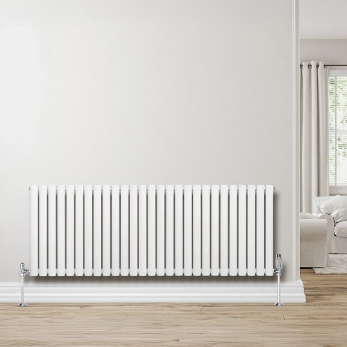 Oval Single Column Radiator & Valves - 600mm x 1620mm - White