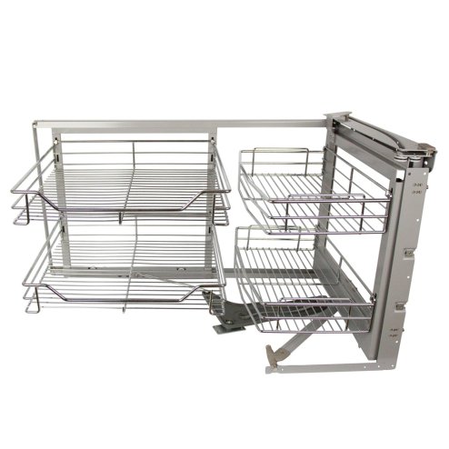 KuKoo Right Hand Corner Kitchen Pull Out Baskets, 90-100cm Cabinet 4 Metal Slide Out Storage Drawers
