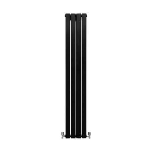 Designer Radiators 160 x 28cm Flat Panel Modern Central Heating Matt Black Vertical Column Double Panel Wall Mounted Slimline Kitchen Living Room Bathroom Commercial Cleaning Brush & Fixing Kit