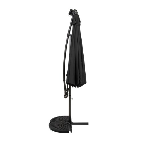 LED Cantilever Parasol 3m With Half Fan Base - Grey