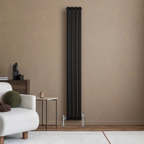 Oval Single Column Radiator - 1800 x 240mm - Black