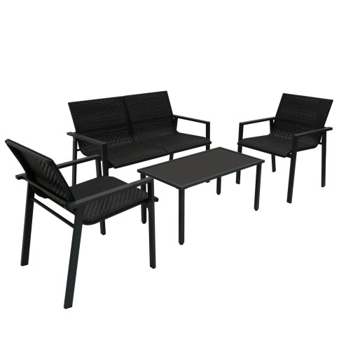 Rattan Patio Furniture Set - Black