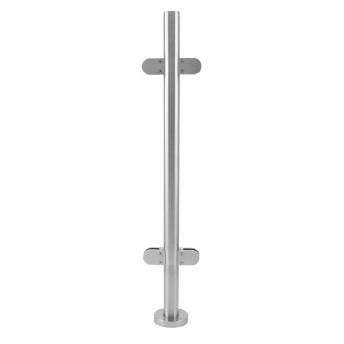 MonsterShop Stainless Steel Balustrade 1100mm High Mid Post, Decking Landing Staircase, Brushed Metal