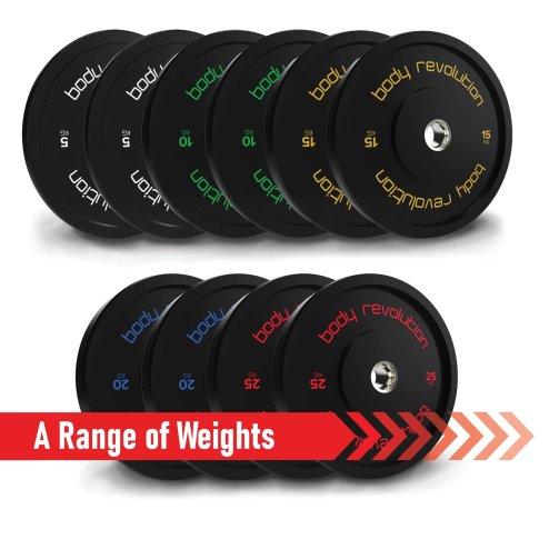 Body Revolution Olympic Bumper Plates Black 150kg SET