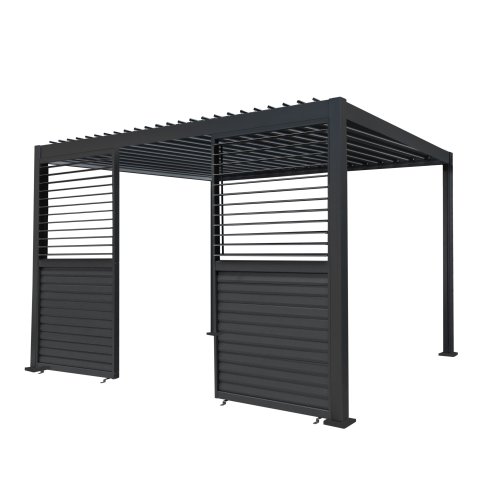 Anthracite Aluminium Pergola With 2 x Shutter Panels - 3m x 4m