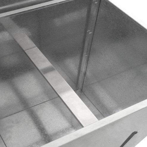 Coal Storage Bunker 500kg 772L Galvanised Steel Raised Metal Base Strengthening Bar Baffle Plate Waterproof Rust & Rodent Proof Wood Fire Sliding Door Hinged Lid Handle FREE Coal Shovel