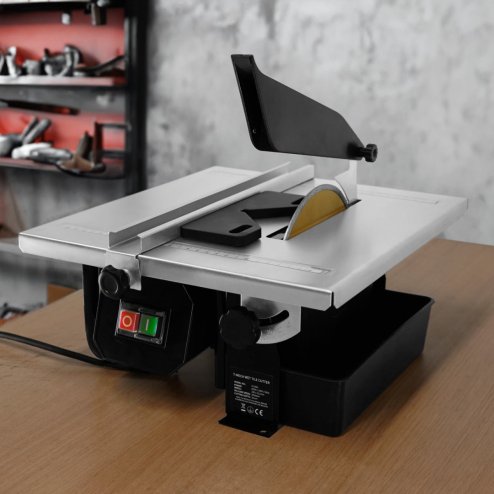 Wet Tile Cutter Table Saw Electric 600W 230V 2 x FREE 180mm Diamond Blades 330 x 360mm Worktop 35mm Cutting Depth 2950 RPM 0-45? Tilting Range Heavy Duty Cutting Machine Wall & Floor Stainless Steel