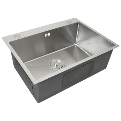 Kitchen Sink Stainless Steel Square Brushed Premium Handmade Satin Finish Commercial Single Bowl With Strainer Plug & Waste Pipe Set