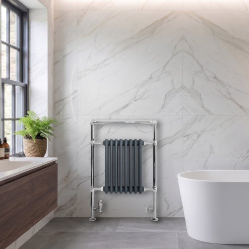Traditional Heated Towel Rail Radiator - 950mm x 660mm - Anthracite Grey