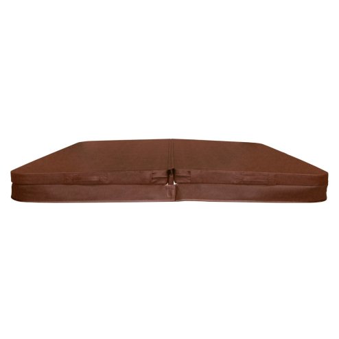 Hot Tub Cover Spa Lid 210cm x 210cm Square Brown Hard Top Weatherproof PVC Leather Foam 25KG/m3 Density Galvanized C-Channel UV Mildew Flame Resistant