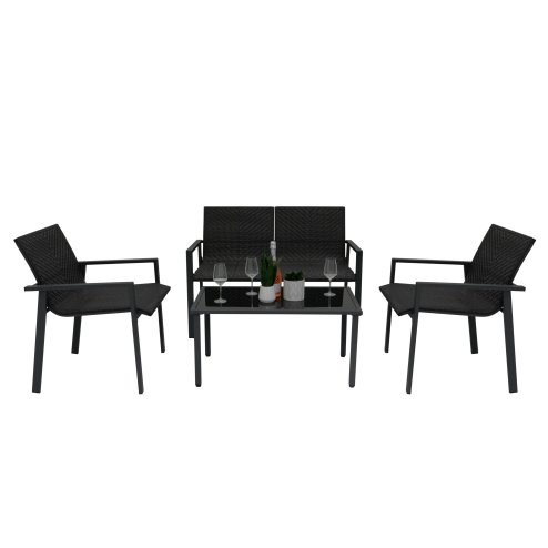Rattan Patio Furniture Set - Black