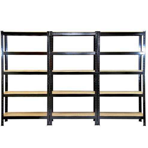 6 Monster Racking T-Rax Garage Storage Racks Heavy Duty Shelving Unit, Black, 75cm x 150cm x 30cm