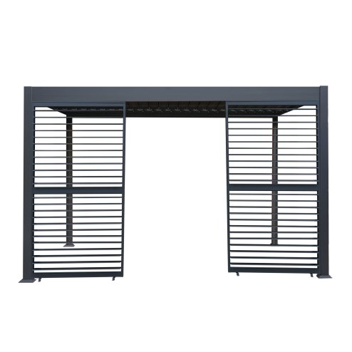 Anthracite Aluminium Pergola With 2 x Shutter Panels - 3m x 4m