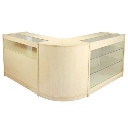 MonsterShop Pisces Retail Display Shop Counters Set & Glass Showcase Cabinet Units, Maple