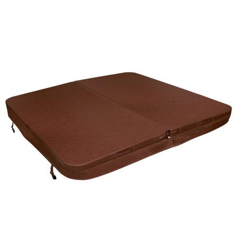 Hot Tub Cover Spa Lid 220cm x 220cm Square Brown Hard Top Weatherproof PVC Leather Foam 25KG/m3 Density Galvanized C-Channel UV Mildew Flame Resistant