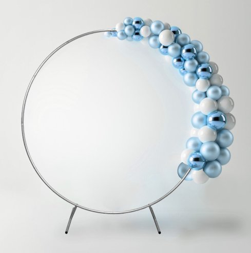 Wedding Moongate Arch Silver 2m/ 200cm Arbour Round Outdoor Decor Background Flower Balloon Circle Hoop Frame Backdrop Party Decoration Floral Prop Floor Standing Baby Shower Birthday Christening