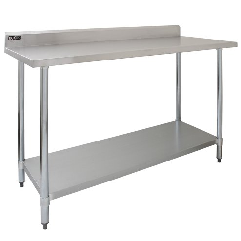 KuKoo 5ft Food Preparation Kitchen Catering Table, Stainless Steel, 250kg Capacity