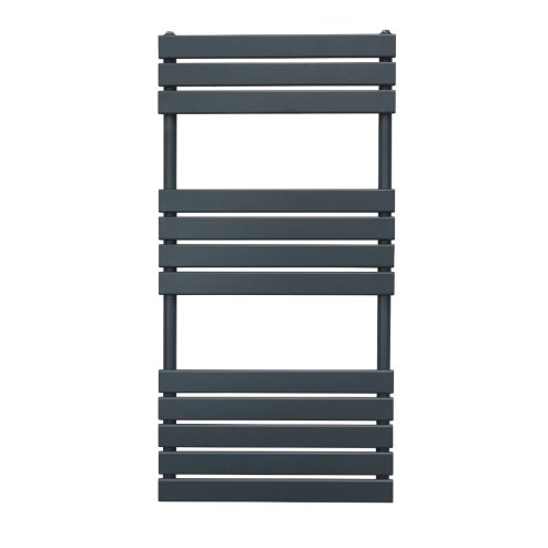 Vertical Towel Radiator Designer Flat Panel 1200mm x 600mm Bathroom Heated Rail Matt Anthracite Grey Central Heating Ladder Heater Wall Mounted Carbon Steel FREE Cleaning Brush Fixing Kit & Brackets
