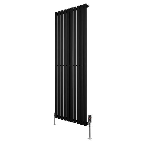 Oval Single Column Radiator & Valves - 1600mm x 600mm - Black