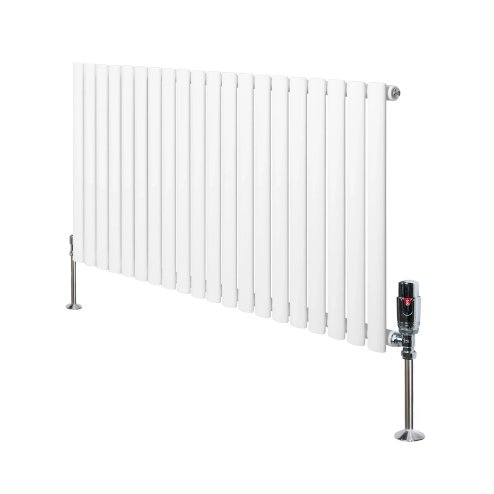 Oval Single Column Radiator & Valves - 600mm x 1200mm - White