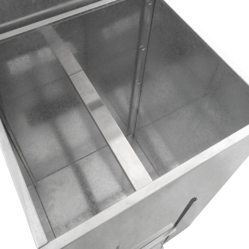 Coal Storage Bunker 150kg 300L Galvanised Steel Raised Metal Base Strengthening Bar Baffle Plate Waterproof Rust & Rodent Proof Wood Fire Sliding Door Hinged Lid Handle FREE Coal Shovel